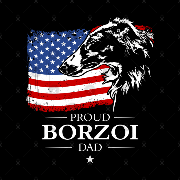 Borzoi Dad American Flag patriotic dog by wilsigns