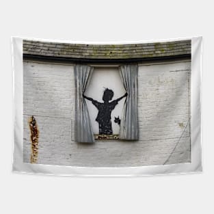 Banksy Boy & Cat Morning Tapestry