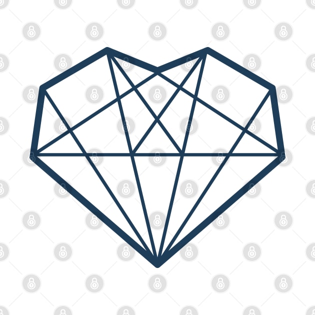 Geometric Blue Diamond Heart by KimVanG