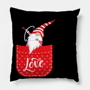 Gnome In Fake Pocket for Happy Valentines Day 2021 with Cute Love arrow Pillow