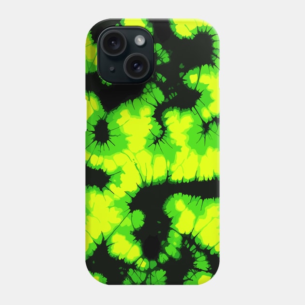 Neon Green and Black Tie Dye Pattern Phone Case by craftydesigns