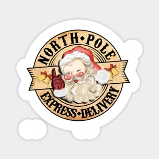 North Pole Express Delivery, Vintage Santa Magnet