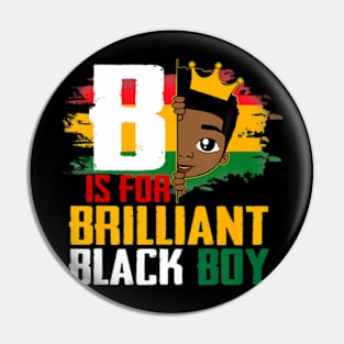 B Is For Brilliant Black Boy BLM Pride Afro African Kids Pin