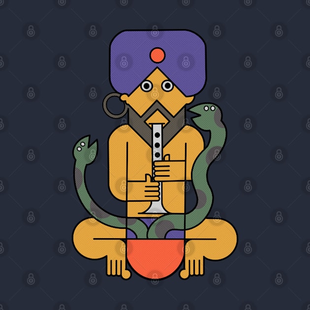 El Fakir - Retro Snake Charmer Illustration Design by DankFutura