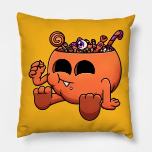 Cute Pumpkin Eating Halloween Candy Pillow