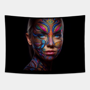 Beautiful intricate patterns on a woman's face Tapestry