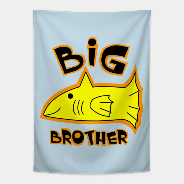 Big Brother Yellow Fish Tapestry by Barthol Graphics