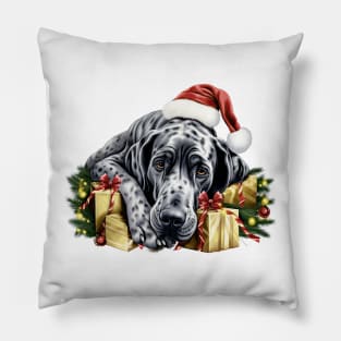 Lazy Great Dane Dog at Christmas Pillow