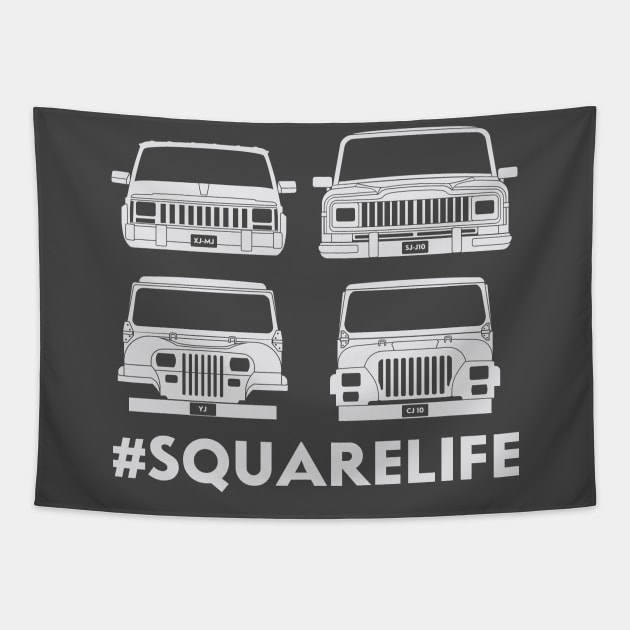 Jeep #squarelife Tapestry by Grizzlynaut