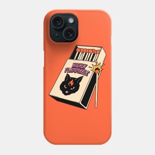 Highly Flammable Black Cat in orange Phone Case