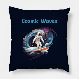 Astronaut surfing in space waves Pillow