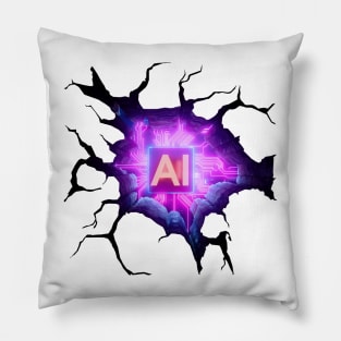 Artificial Intelligence Heart Anamorphic Illusion Pillow