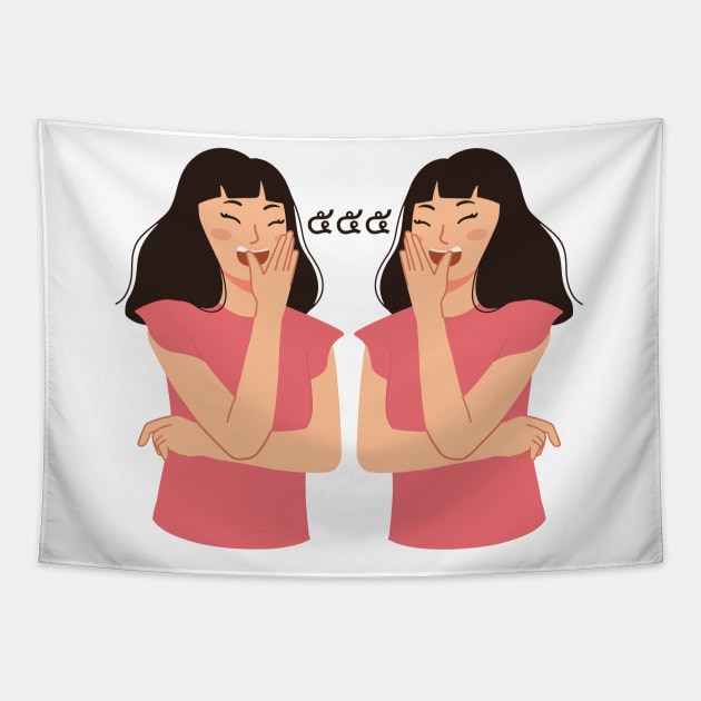 555 Thai Girls Laughing Tapestry by MtWoodson