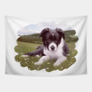 Border Collie Painting Tapestry