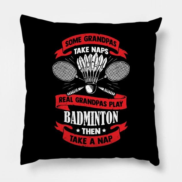 Funny Badminton Grandpa Gift Pillow by Dolde08