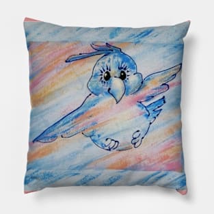 Happy Bluebird Flies Pillow