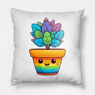 Cute Happy Pride Rainbow Potted Plant Pillow