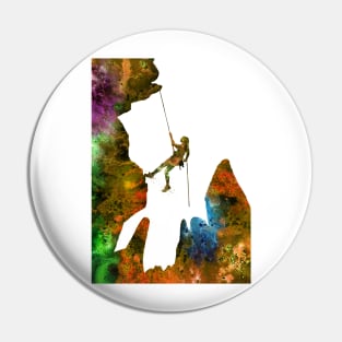 Rock climbing extreme sport woman Pin