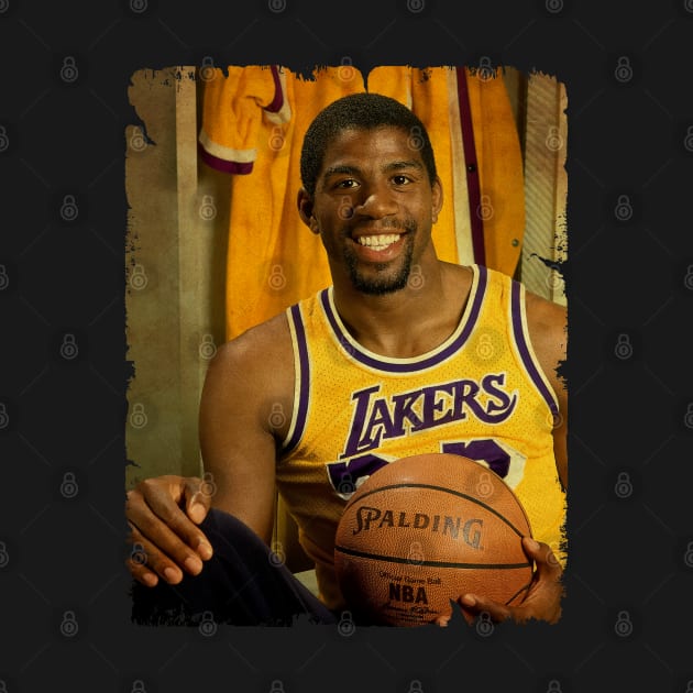 Magic Johnson - Vintage Design Of Basketball by JULIAN AKBAR PROJECT