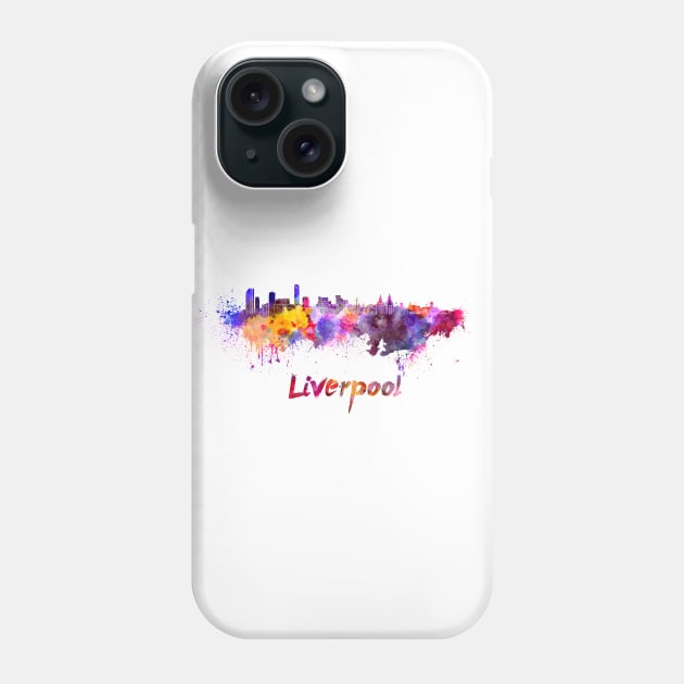 Liverpool skyline in watercolor Phone Case by PaulrommerArt