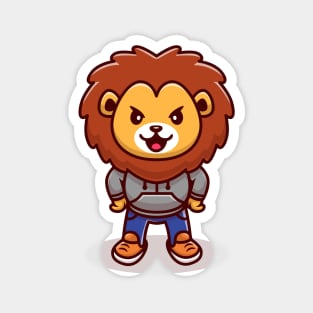 Cute Lion Mascot Cartoon Magnet