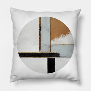 Black & white painting , golden abstract shapes Pillow