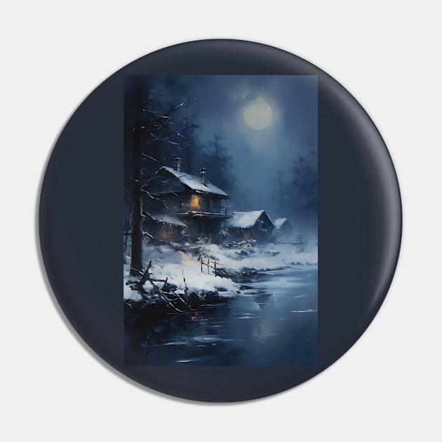 Copy of cozy winter nights - cabin by the lake - 3 Pin by UmagineArts