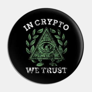 In Crypto We Trust BTC Cryptocurrency Distressed Pin