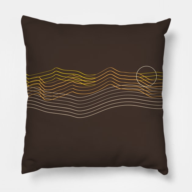 Mountain Wave Sunset Pillow by Vanphirst