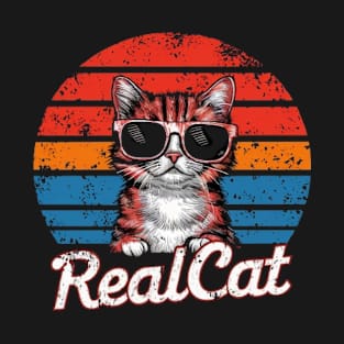 Real Cat Funny Vintage Retro Cat t-shirt for women & Men Cat T-Shirt