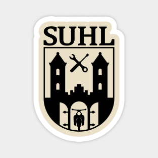 Suhl Coat of Arms with Simson Star / Sparrowhawk / Hawk (black) Magnet