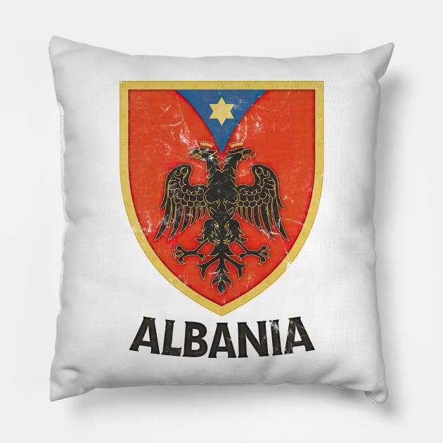 Albania / Faded Vintage Style Eagle Crest Design Pillow by DankFutura