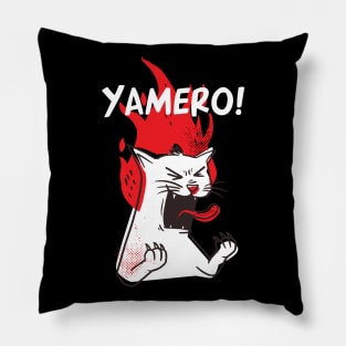 funny cat meme – Yamero! (black variant) Pillow