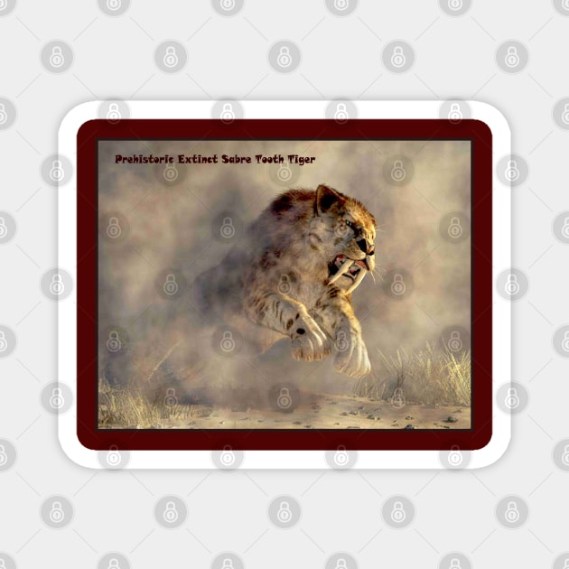 Prehistoric Smilodon  Giant Extinct Sabre Tooth Tiger Magnet by posterbobs