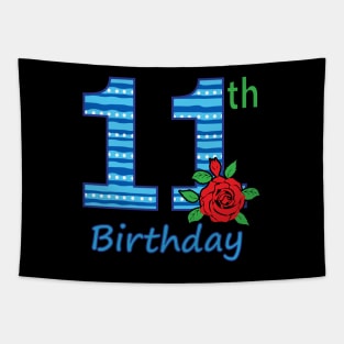 11th Floral - 11th Birthday - Flower - Floral - Birthday Party gift Tapestry