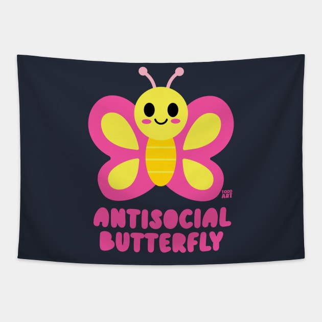 ANTISOCIAL BUTTERFLY Tapestry by toddgoldmanart