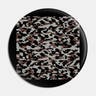 Black Grey Camouflage over Japanese Patterns Pin