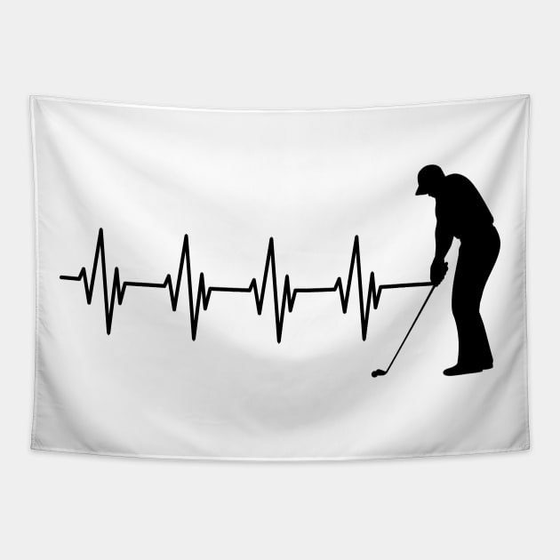 Golfer Heartbeat Tapestry by KC Happy Shop