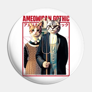 Ameowican Gothic - Timeless Farmer Feline Elegance Pin