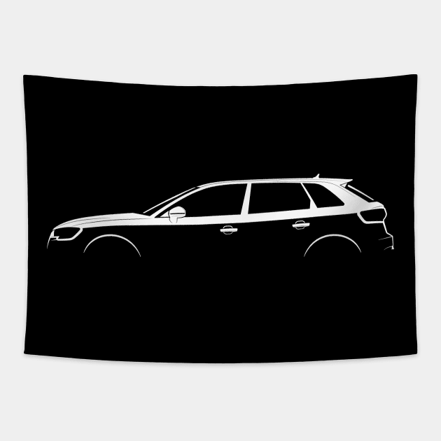 Audi A3 Sportback (8V) Silhouette Tapestry by Car-Silhouettes