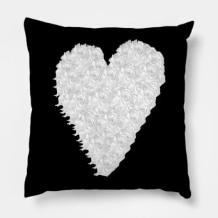 White Rose Heart Pillow