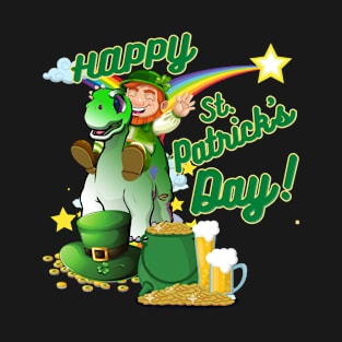 St Patricks Day Dinosaur Leprechaun T-Shirt