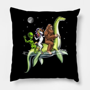 Cryptids Riding Loch Ness Monster Pillow