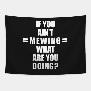 If You Ain’t Mewing What Are You Doing? All White Version Tapestry