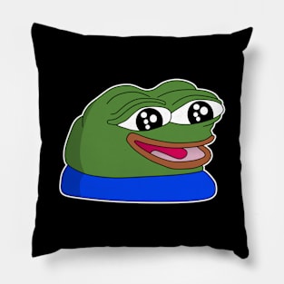 peepoHappy - White Outline Pillow