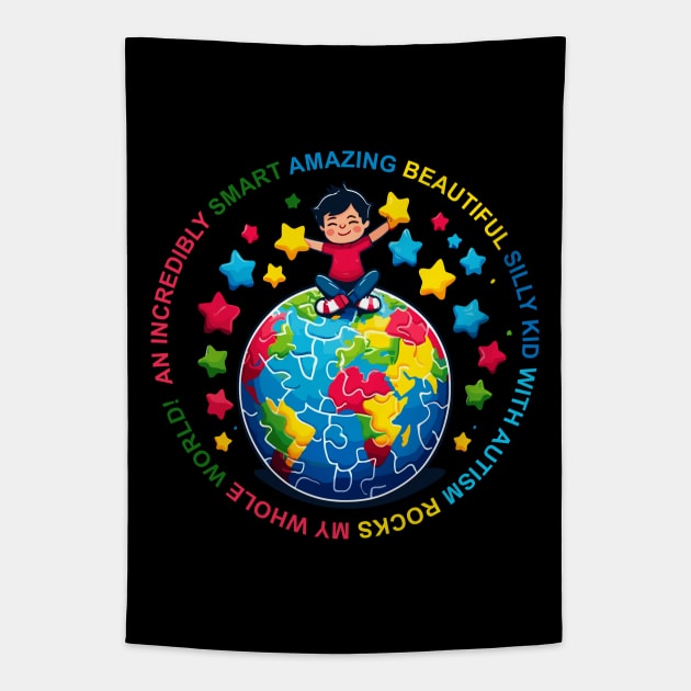 Joyful World Embrace: Mind Body Balance Tapestry by maknatess