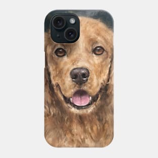 Painting of a Red Curly Cocker Spaniel Smiling Phone Case