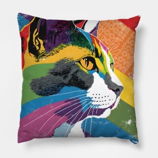 Cat with the Pride Flag: Choose Love Pillow