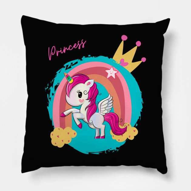 Unicorn rainbow princess Pillow by JLBCreations