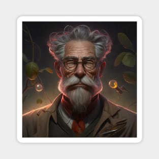 Portrait of old man wise scientist Magnet